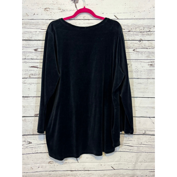 D&Co. Women's Velvet Long Sleeve Top Black Size 2X - Picture 5 of 6